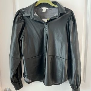 Zara faux leather blouse, size small